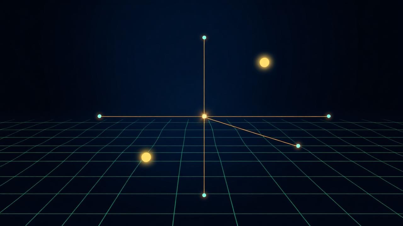 Mapa de posicionamiento estratégico con puntos luminosos distribuidos en distintos cuadrantes sobre una grilla